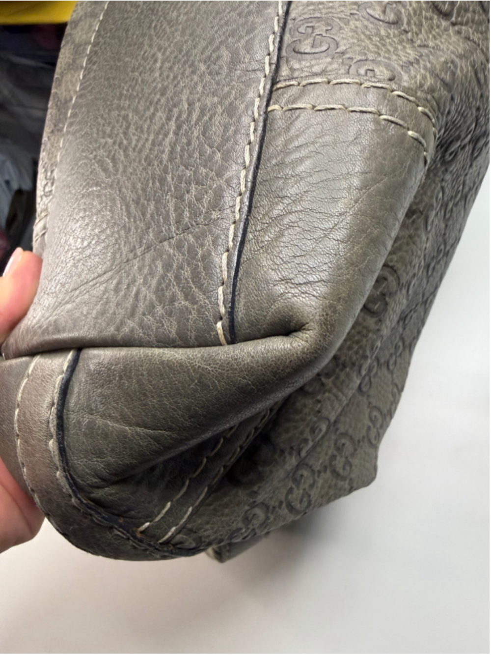 Women's Gucci GG Guccissima Leather Tote Bag, One Size, Grey and Gold - Picture 10 of 16